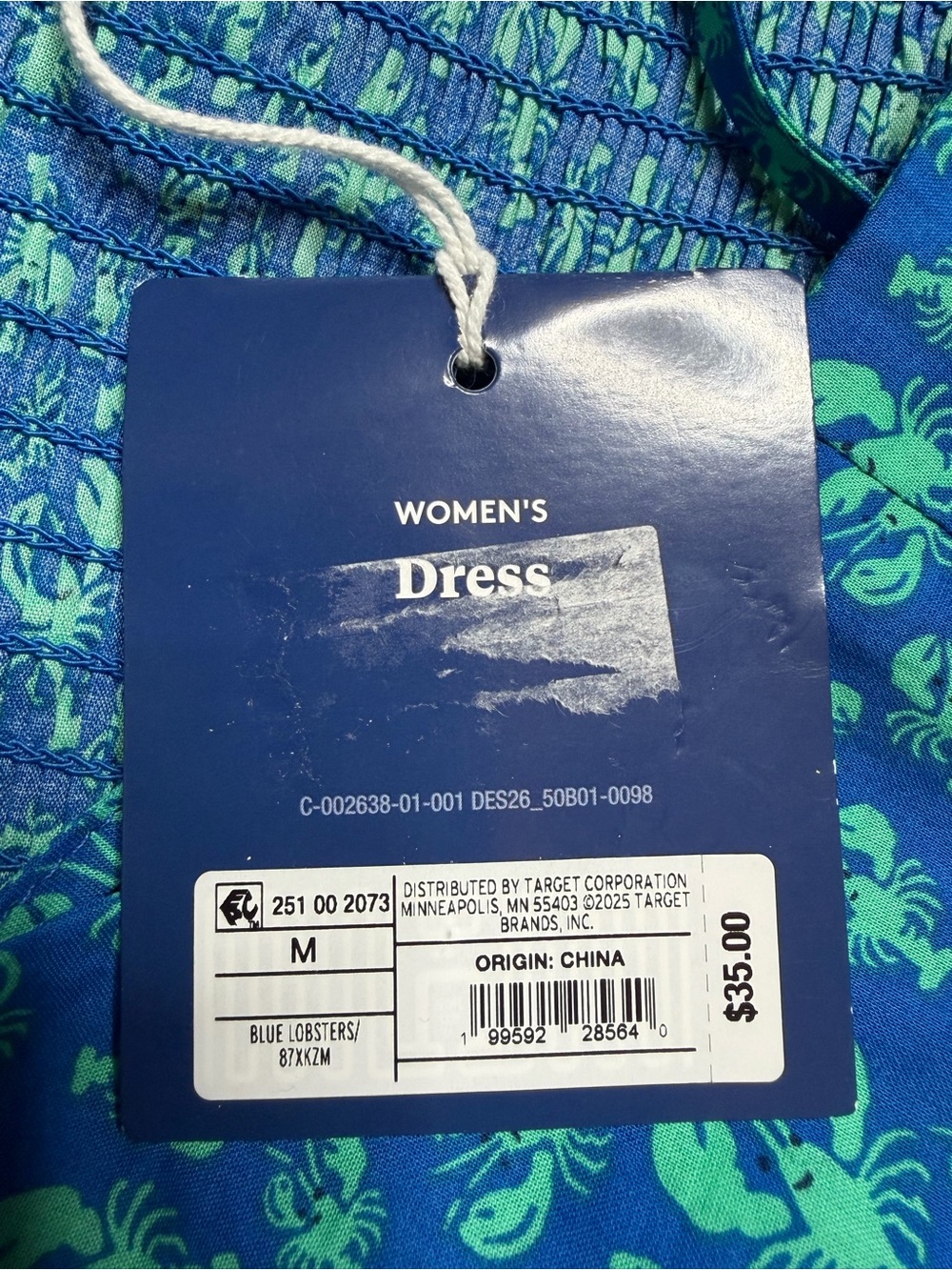 NWT Roller Rabbit X Target Blue Lobster Print Mini Dress Size Medium - Picture 9 of 13
